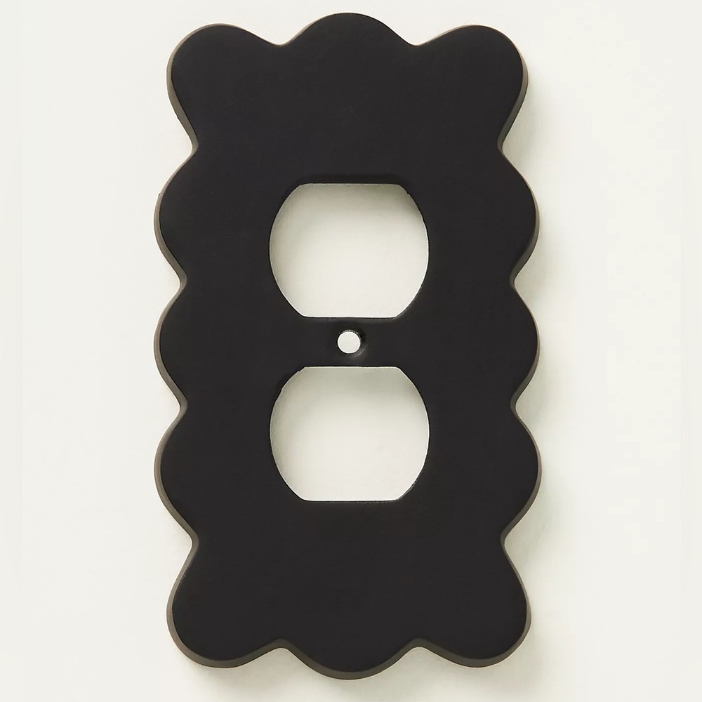 Anthropologie Black Scalloped Outlet Cover (2)